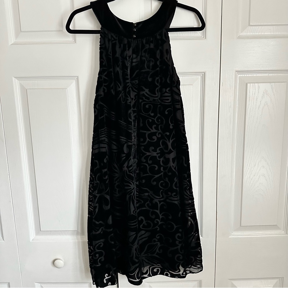 AB Studio Dress Womens 8 Black Velvet Burnout Halter Sleeveless Cocktail Party - Picture 3 of 11